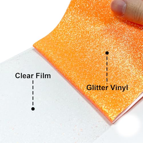 Image of Fluorescent Orange Glitter Puff Vinyl Heat Transfer - 12 inch x 5ft 3D Puff HTV Vinyl, Glitter Puffy Iron-On for Fabrics, Perfect for T-Shirts, Bags, Pillows, Compatible with Cricut & Cameo