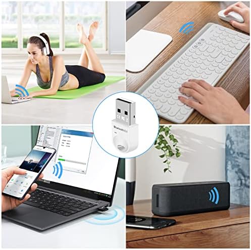Adapter Bluetooth PC, USB Bluetooth 5.1 Dongle EDR Bluetooth Stick do komputerów stacjonarnych, laptopów kompatybilny z Windows 11/10/8/7, biały