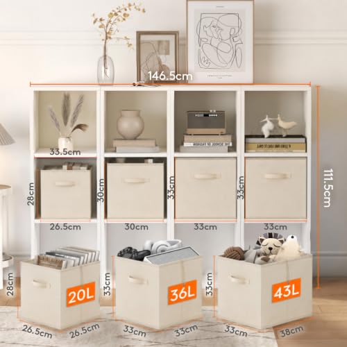 Lifewit Aufbewahrungsbox, 8 Stück, Khaki, 26,5 x 26,5 x 28 cm, 20 L – Ansicht 2