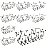 Oungy 10 PCS Wire Baskets Wall Grid Panel Hanging Wire Basket Hanging Wall Baskets No Drilling Wall Hanging Baskets Grid Wall Storage Basket for Kitchen Bathroom Home Decor Supplies, Black