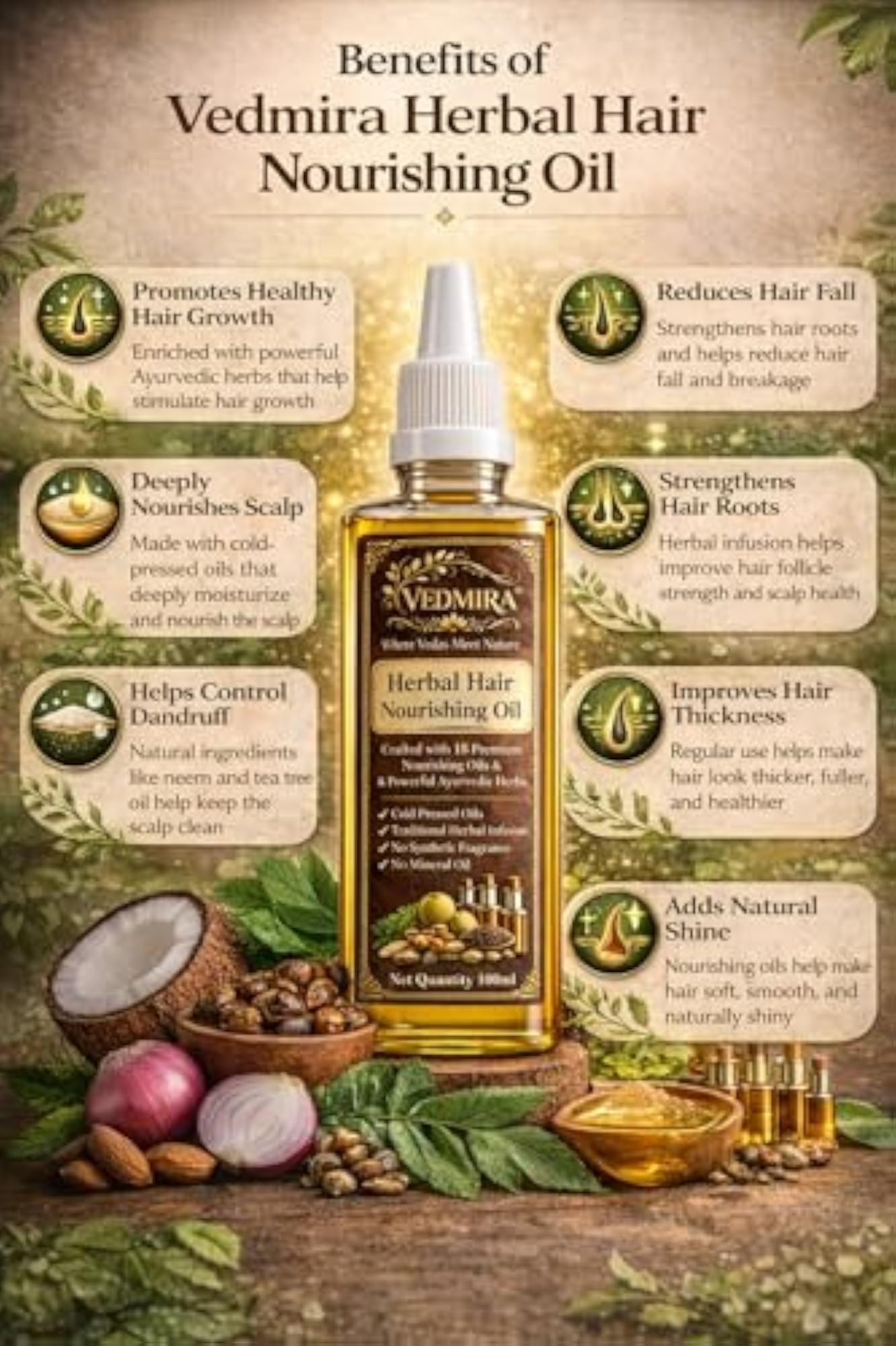 Herbal Nourishing Hair Oil with 18 Herbs, 100ml