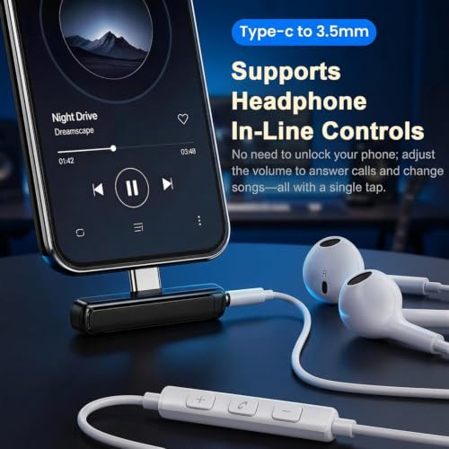 Image of Verilux 2 in 1 Type C to 3.5mm Headphone Jack Connector, 3.5mm Jack to Type C Headphones Adapter with Phone Stand, USB C to 3.5mm Audio Connector Compatible for iPhone 17 /16 /15, Galaxy S26 /S25 /S24