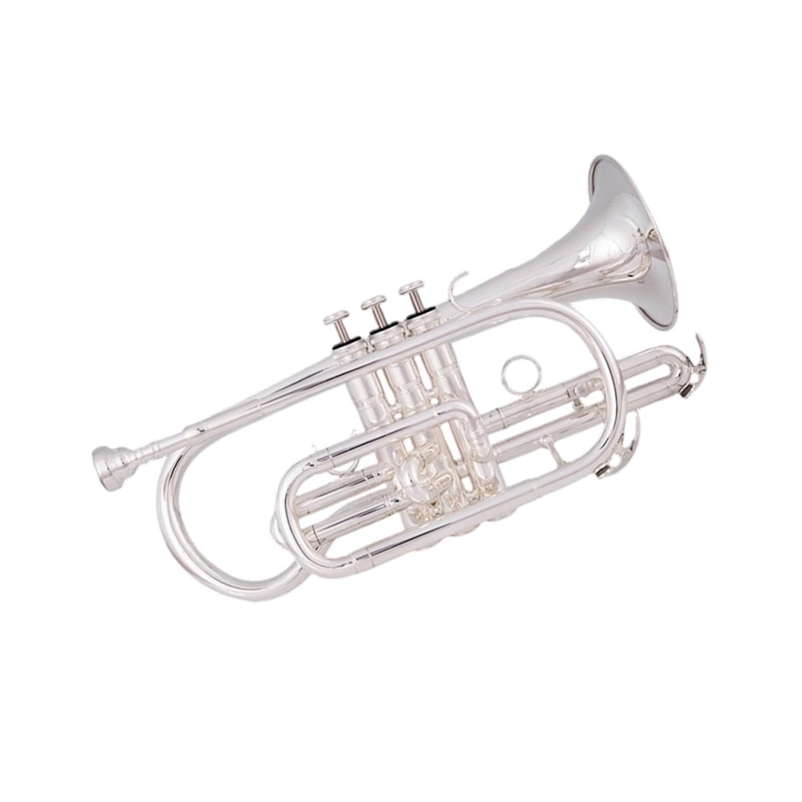 Corneta En Si Bemol Instrumento Portátil De Bolsillo Trompeta Profesional Para Principiantes(Silver plated)