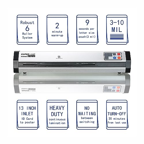 SINCHI Robust 6-Roller Laminator Machine, 13\" Heavy Duty 3-10 mil Thermal Laminating Machine for Commercial Use, Max. 81 inches/Minute