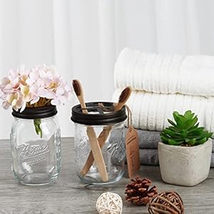Amolliar Mason Jar Toothbrush Holder- Rustproof Stainless Steel - Holds 2 Toothbrushes and Toothpaste,with Chalkboard Labels - Farmhouse Décor Bathroom Countertop and Vanity Storage Organizer,Bronze Amolliar Mason Jar Toothbrush Holder Rustproof Stainless Steel Holds 2 Toothbrushes and Toothpastewith Chalkboard Labels Farmhouse Decor Bathroom Countertop and Vanity Storage OrganizerBronze