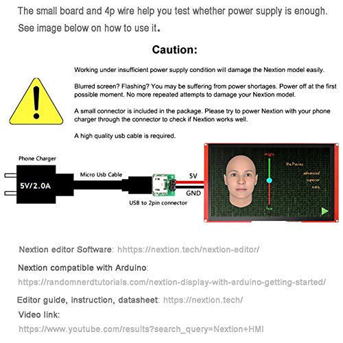 Image of Nextion Intelligent 7 inch Display NX8048P070-011C + Breadboard Power Module Jumper Wire