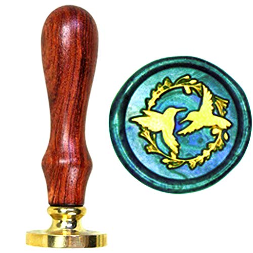 Anbose Cachet de cire en forme de colibri avec poignée en bois, sceaux en cuivre, cachet vintage papillon pour lettres et invitations Cover