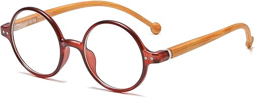 NIDOVIX Lentes de lectura retro redondos con bloqueo de luz azul para mujeres y hombres lupa literaria estilo vintage 00-30