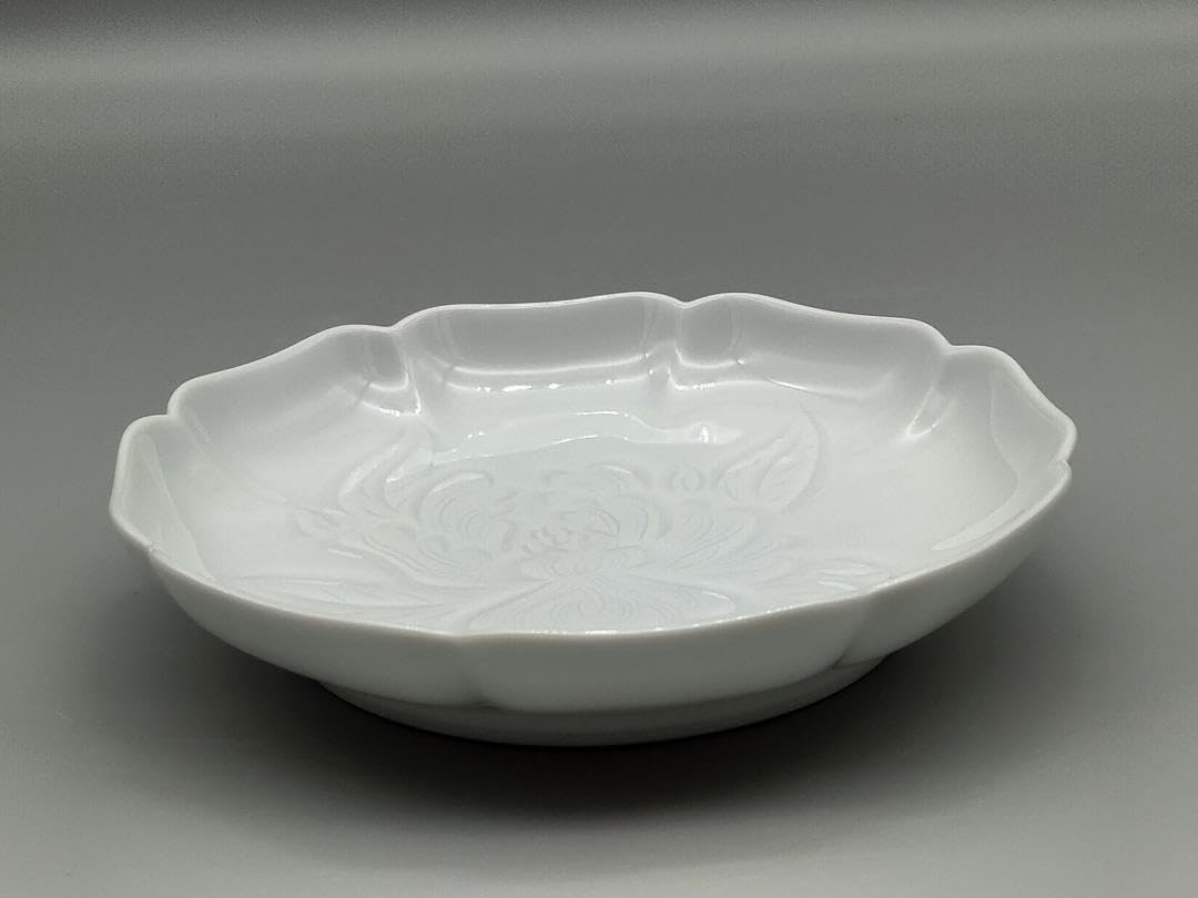 2921 松尾博之作　白磁花瓶　花文 2921 松尾博之作 白磁花瓶 花文