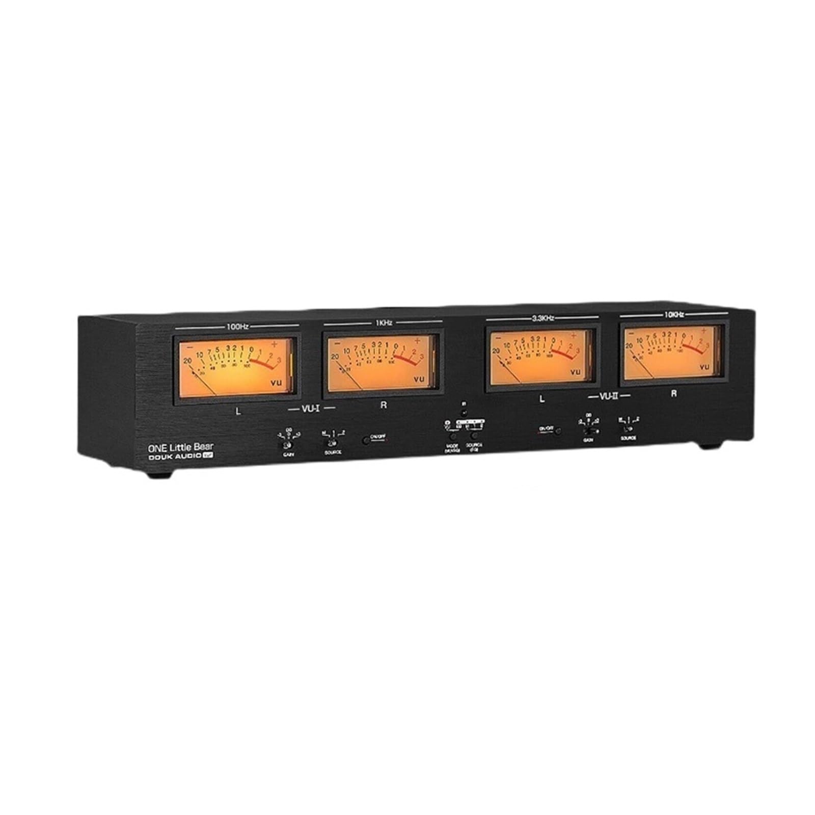 Four Analog VU Meter DB Panel Display 4-Way Amplifier/Speaker Audio Switcher Box Selector Music Spectrum Visualizer(Orange)