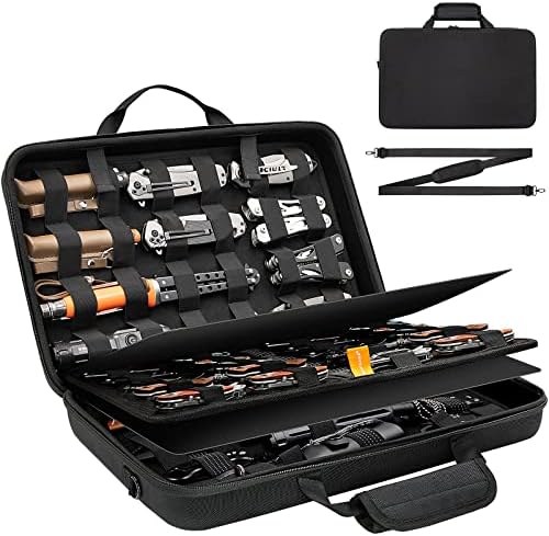BRANTMAKER Knife Display Case, Knife Case for 61+ Pocket Knives, Knife Collection Case with Portable Shoulder Strap (Box Only) Knife Storage Items