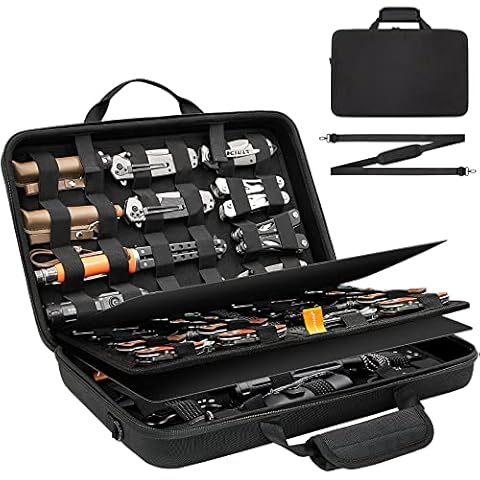BRANTMAKER Messertasche, Messerkoffer für 61+ Taschenmesser, Messer Tasche mit tragbarem Schultergurt, für EDC Minimesser/Schmetterlingsmesser/Feststehendes Messer (nur Box) Cover