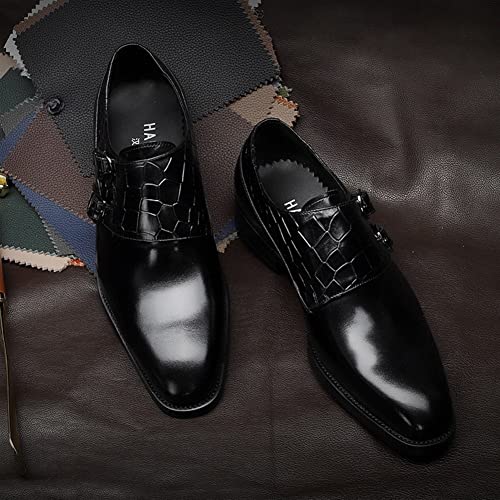 Dress Oxford Formal Shoes for Men Slip On Double Monk Strap Crocodile Embossed Round Toe Cowhide Low Top Rubber Sole Slip Resistant Outdoor2