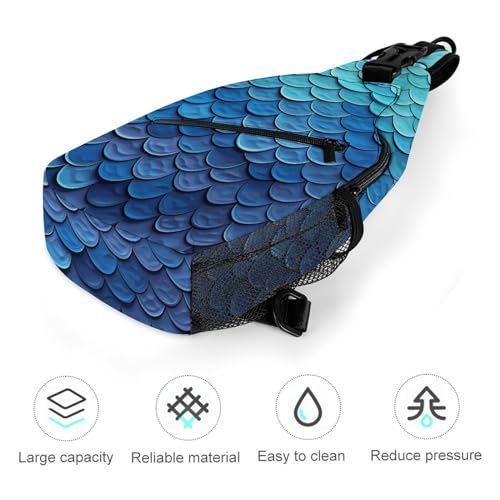 Bolso Cruzado Deportivo Azul Estilo Escama de Sirena miniatura 5