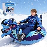 BSIEZC Dinosaur Snow Tube, Inflatable Snow Tube Snow Sled for Kids & Adults, Sledding Heavy Duty Reinforced Double Layers Bottom, Ideal Christmas Gifts Snow Toys Winter Outdoors Fun Boys Girls(1 Pack)