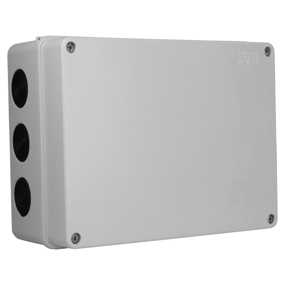 Marlanvil Kabelabzweigkasten Abzweigdose IP66 Aufputz 250x200x115 mm, 12 Dichtmembranen