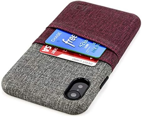 Dockem iPhone XR Wallet Case: Built-in Metal Plate for Magnetic Mounting & 2 Card Holders (6.1" Luxe M2 Synthetic Leather, Black & Grey)