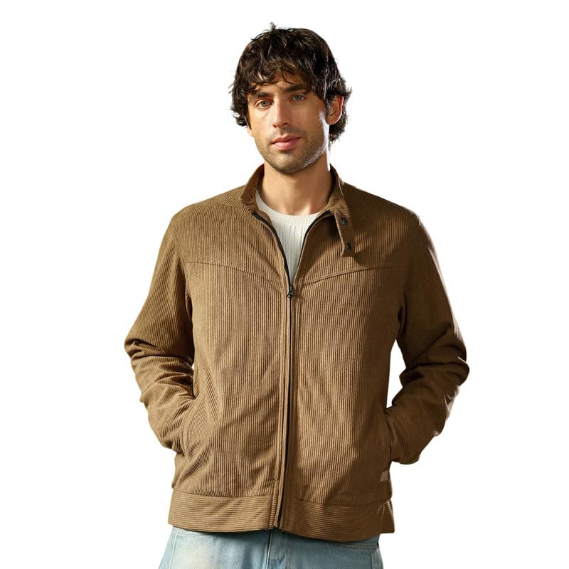 Buy Campus Sutra Men Corduroy Rider Jacket | Band Collar, Long