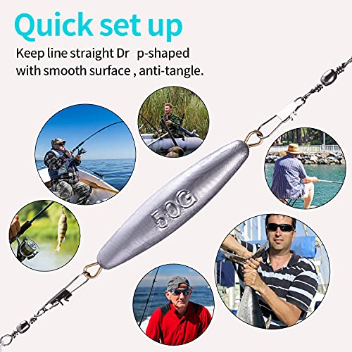 Various Sizes Of Streamlined Lead Sea Fishing Counterweights, Fishing Sinker Kits With Clips, Very Suitable For Topind Bottom Fishing, Mackerel Feathers, Cod And Bass Fishing #TOP5