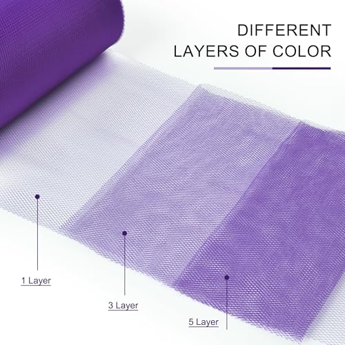 Image of Purple Tulle Fabric Ribbon 6 Inch by 25 Yards Rolls Fabric Spool Tulle for Gift Wrapping Wedding Decorations Craft Supplies DIY Tutu Skirt Baby Shower Birthday Party