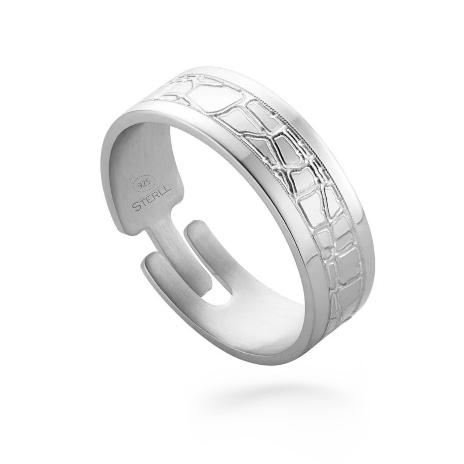 Espléndido Anillo Para Hombre En Plata De Ley 925 Con Tamaño Ajustable