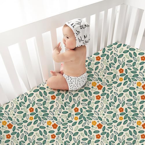 Image of Little Grape Land 4PK Baby Crib Sheets for Boys Girls, Botanical Friends | Baby Toddler Sheets Fitted for Boys Girls,Fits Standard 28''x52'' Crib, Soft Breathable and Machine Washable