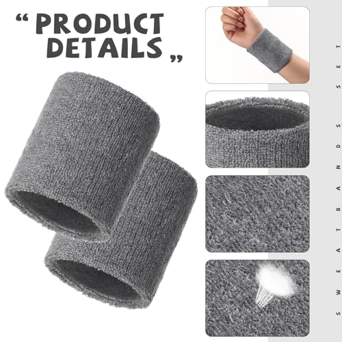 Image of WILLBOND 8 Pack Wrist Sweatbands Sports Wristbands Tennis Sweatbands Neon 80s Thick Cotton Gymnastics Sweat Band Athletic Football Soccer Sports Wristband for Men Women Party