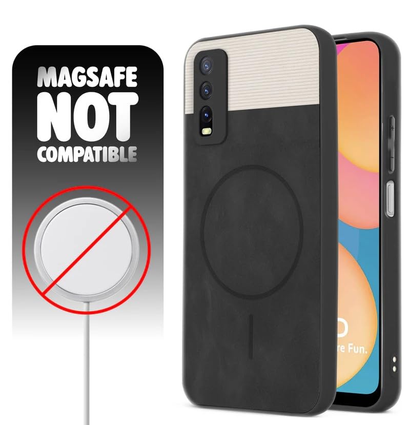 Image of Bintage CASE Mac Safe Design Hard Light Weight Back Case | Soft Border Camera Protect | Dual PU Leather Finish Back Cover Compatible for Vivo Y20 / Y12s / Y11s - White & Black