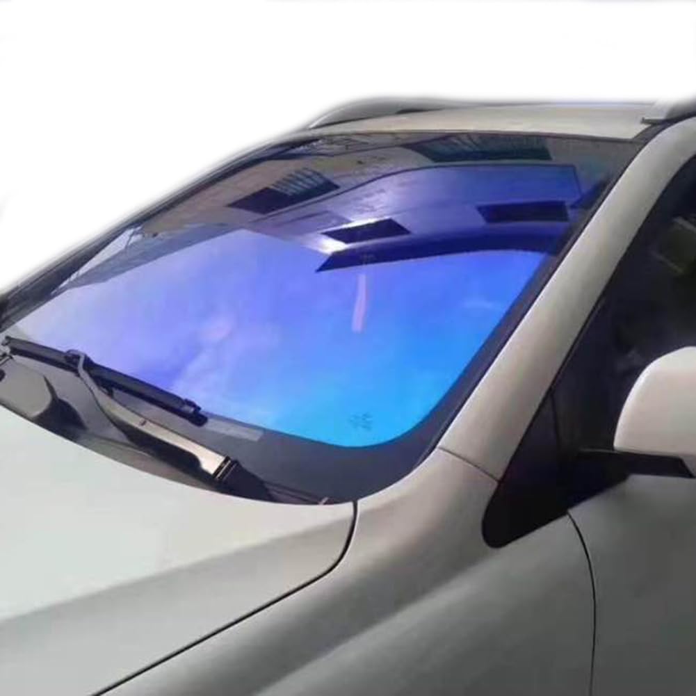 Alvorox Blue Chameleon Vlt 67% Windscreen Window Tints For Car Front Rear Side Windows Solar Film Windshield Glass Protection Foils, Green Color Changing (29.5"X59")