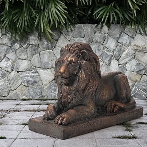 Glitzhome Gh20388 Lying Guardian Lion Outdoor Mgo Statue, Bronze #TOP5