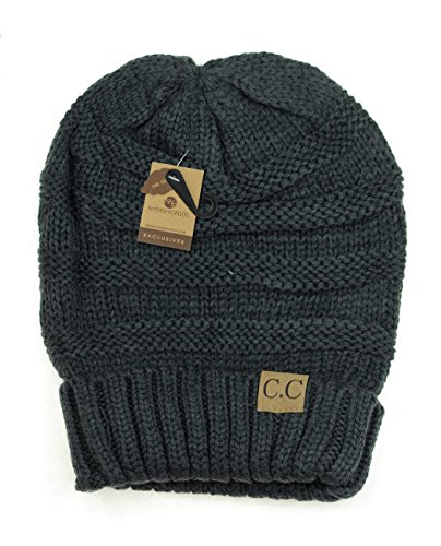 NYFASHION101 Oversized Baggy Slouchy Thick Winter Beanie Hat, Melange Gray