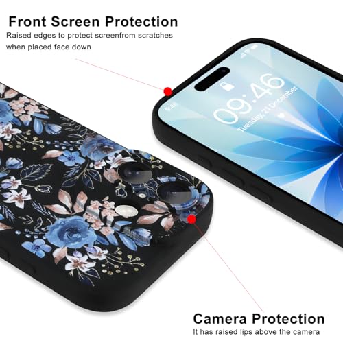 Image of ZIYE for iPhone 17 Case Blue Flower Pattern Phone Case