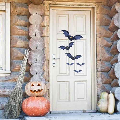 Pegatina de puerta de murciélago y decoración de Halloween para ventanas 4