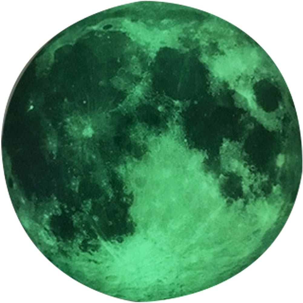 Lankater Dark 1Pc 3D Moon Fluorescent Wall Sticker, Glow In The Sticker For Kids Room Wall Or Ceiling Wall Art, 30Cm