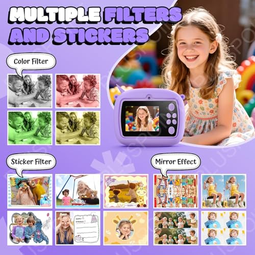 Image of PLUSPOINT Cute Unicorn Instant Print Camera for Kids, Dual Selfie Digital Camera with 1080P HD Videos Recoding, Instant Photo Printer Best Birthday Gift for Boys and Girls