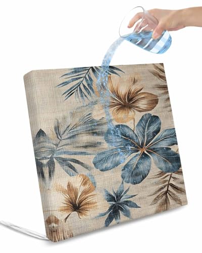 2 Pack Blue Brown Botanical Waterproof Cushion Covers with Ties, Outdoor Patio Chaise Lounge Chair Seat Cushion Slip Covers Replacement(Only Cover) Farmhouse Flowers Summer 24