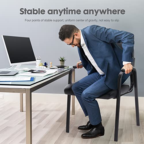 Guest Reception Chair - Waiting Room Chair Set Of 2 With Fixed Pu Leather Padded Armrest, Clinic Chairs With Lumbar Support,Office Desk Chairs Without Wheels For Restaurant, Library, Barber Store #TOP5