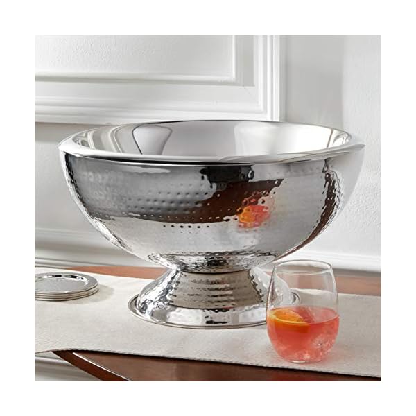 Elegance Hammered 3Gallon Stainless Steel Doublewall Punch Bowl The