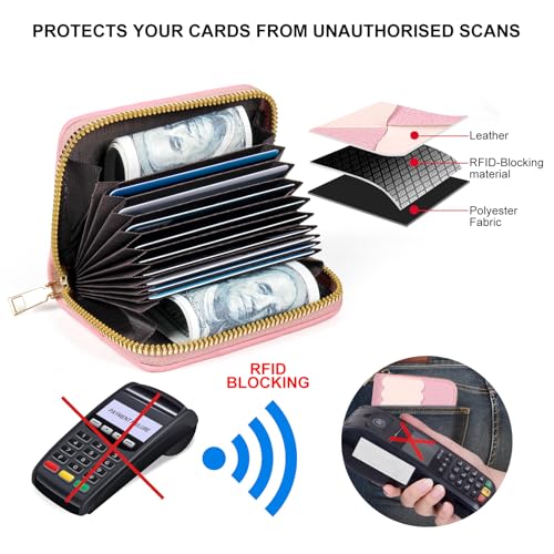 Image of Credit Card Wallet, RFID Card Case Wallet, Zipper Card Cases Holder for Men Women, RFID Blocking, KeyChain Wallet, Compact Size Card Organizer Case for Women
