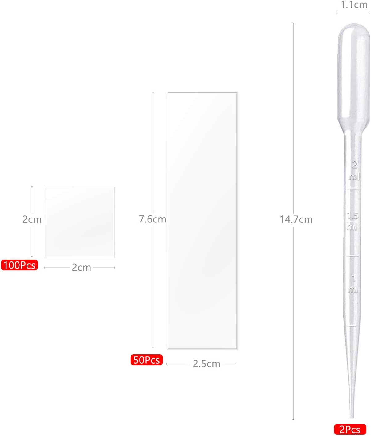 MOTUO 顕微鏡スライド50個 100個 プレクリーニング 20mm x 20mm 顕微鏡カバー スリップグラス 基本生物科学教育用