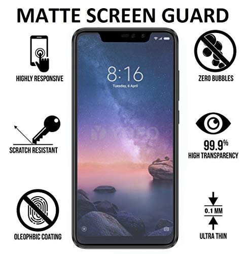 Image of Anti Glare Matte Finish Anti-Fingerprint 9H Tempered Glass Screen Protector for MI Redmi Note 6 Pro (Transparent)