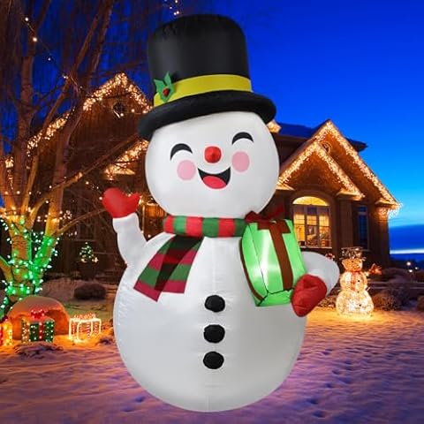 MGahyi 5FT Christmas Inflatables Snowman Outdoor Decorations, Inflatable Snowman Blow Up Yard Decoration with Build-in LEDs, Christmas Outdoor Yard Garden Decorations Cover