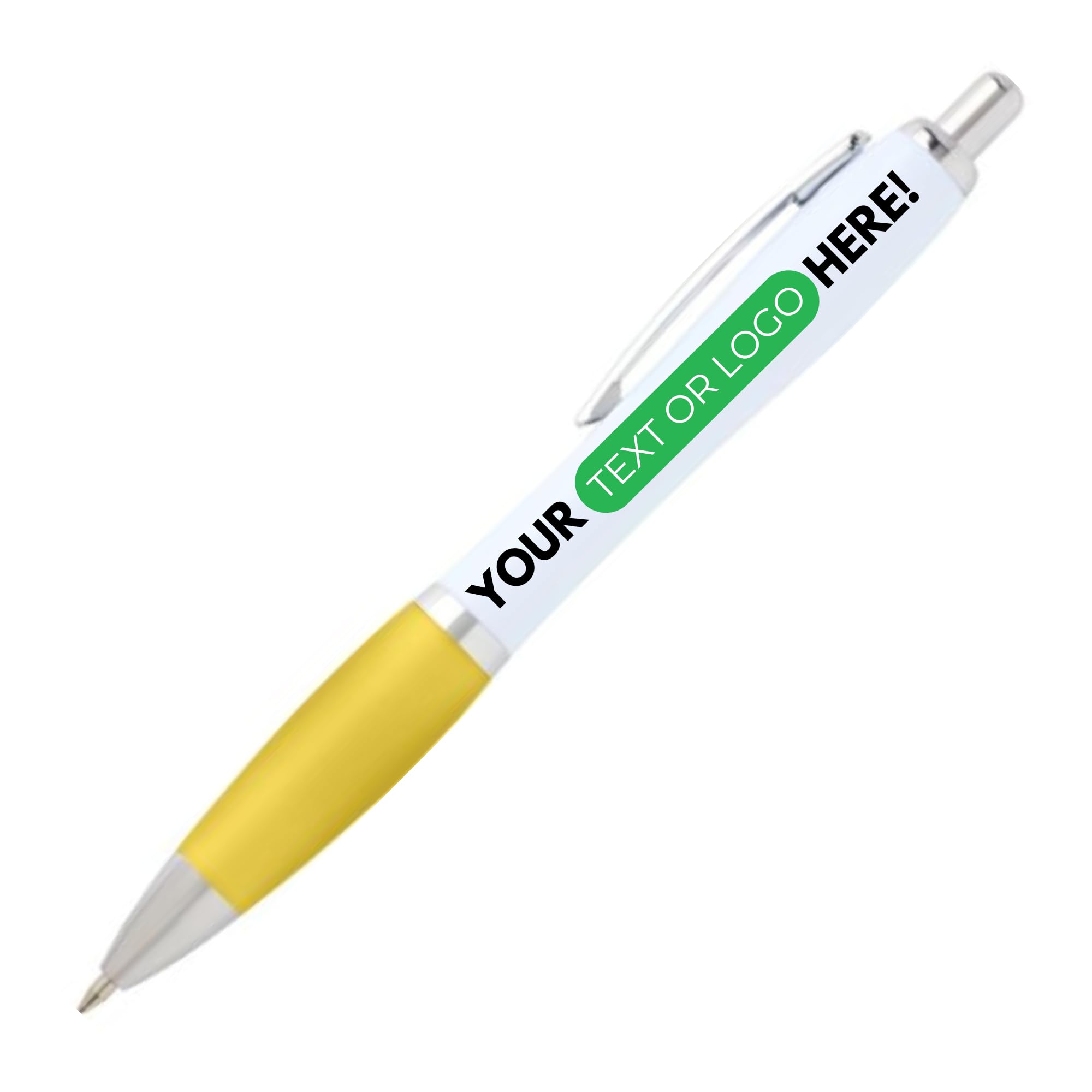 PrintPact Personalised Printed Pens with Any text, Any Colour and Any logo for Promotional, Business and Novelty Gift Use, Black Ink (Yellow, 30) โ image 1