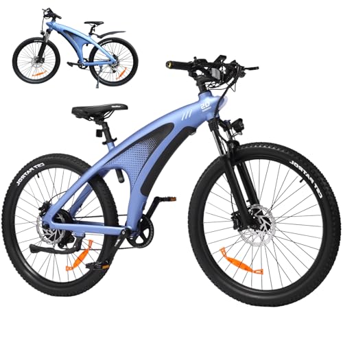 HX Q5 Shark Bicicleta Eléctrica Montaña para Adultos con Carga rápida 48V 15AH Batería Extraíble,27.5'x2.25' Tyre EBike con luz RGB,SHIMAN0 9 velocidades,Frenos de DIS hidráulicos y Alcance 70-80KM