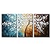 Winpeak Art Hand-Painted Abstract Oil Painting Modern Pictures Plum Blossom Artwork Floral Canvas Wall Art Hangings Stretched and Framed (60" W x 30" H (20"x30" x3pcs), White)
