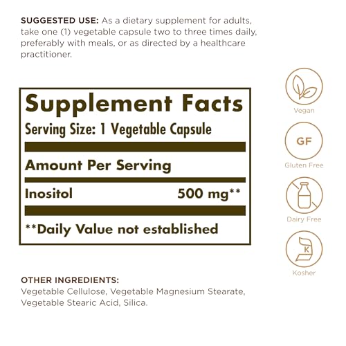 image for Solgar Inositol 500 mg - 100 Vegetable Capsules - Supports Cellular Fu