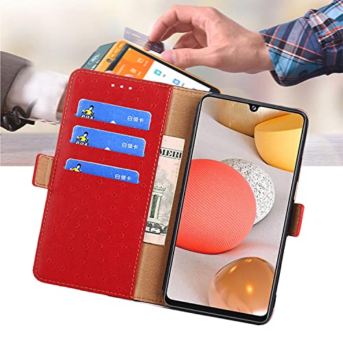 Case For Motorola Edge (2022), Pu Leather Flip Magnetic Wallet Case With Card Slots Stand Shockproof Folio Phone Cover Compatible With Motorola Edge (2022), Red #TOP7