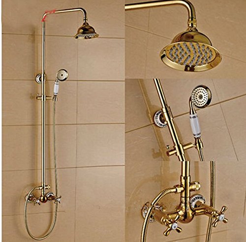 Ensemble de douche effet pluie avec mitigeur de bain mural double poignée