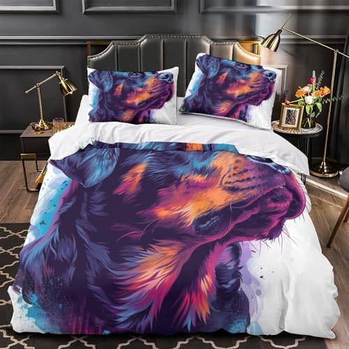 Parure de lit 3 pièces imprimé 3D Rowena microfibre super douce