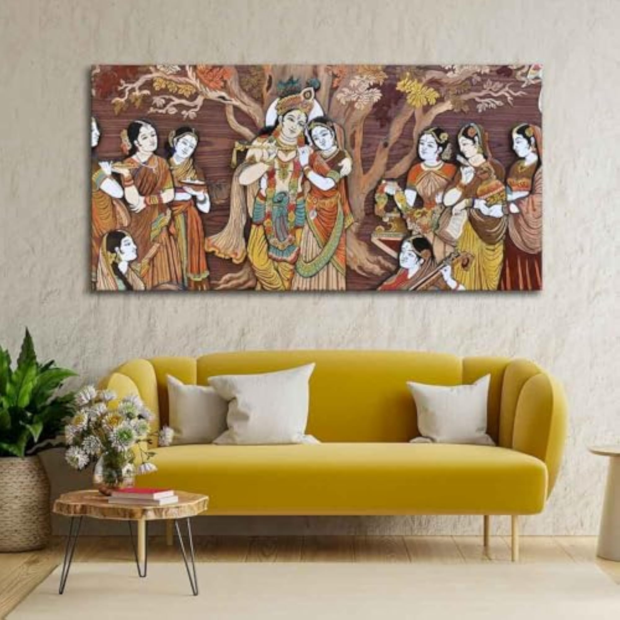 AADEE CRAFT Beautiful Lord Krishna Wall Art, Framed Canvas